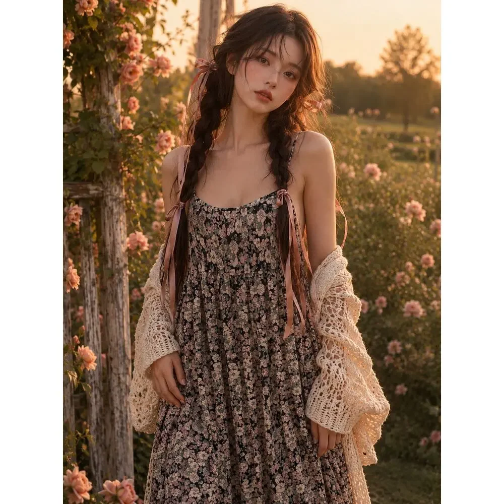 Natural Life Among Wildflowers + Daydreams flowy blooming floral maxi dress L - Picture 2 of 8
